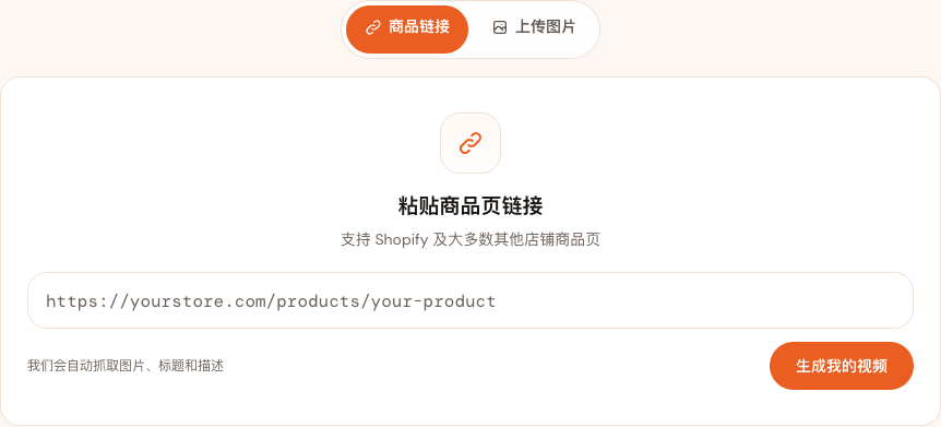 商品链接标签页和商品 URL 输入框